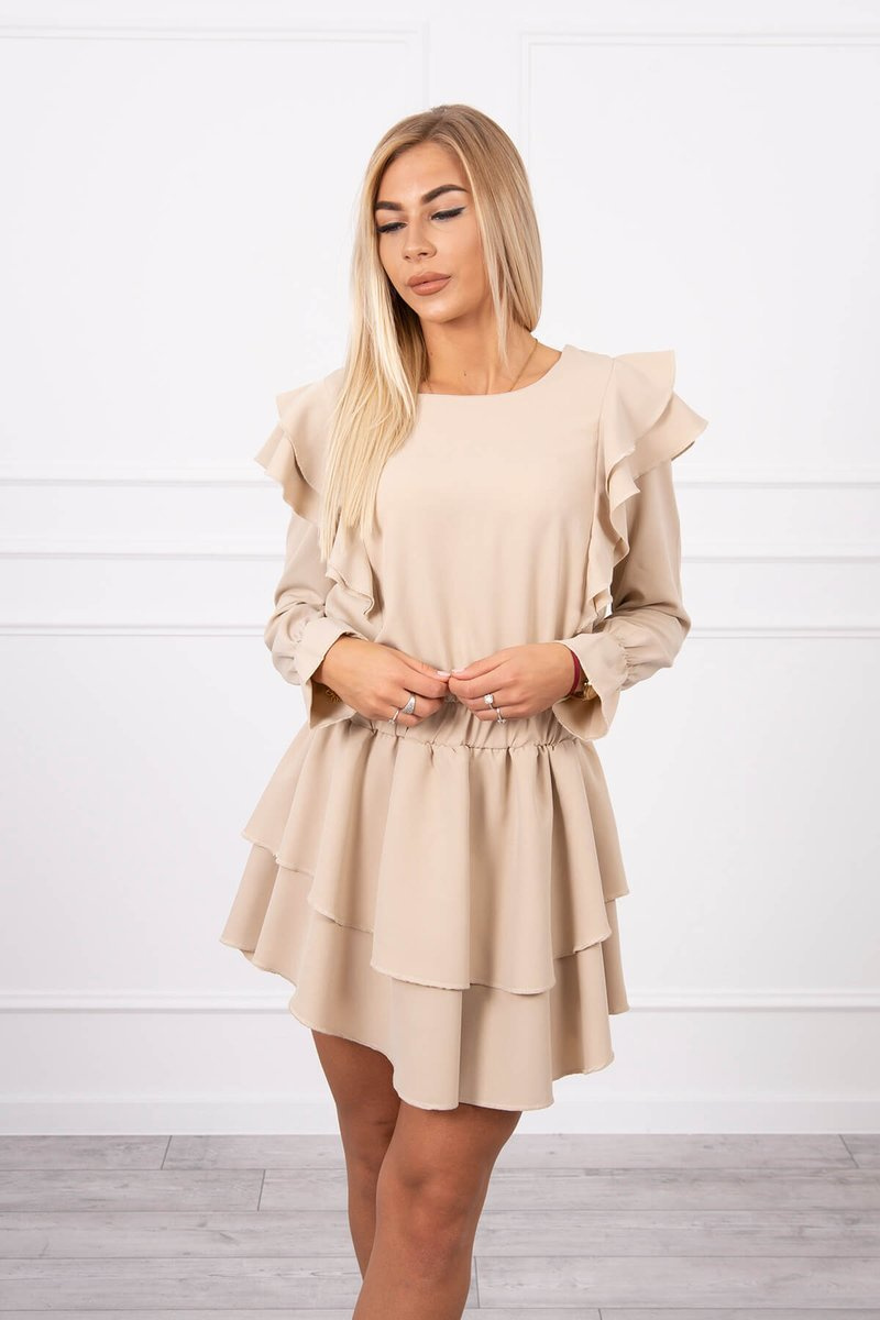 Dress with vertical flounces beige. Sukienki. Hurtownia-Kesi | Women's  Clothing Wholesaler