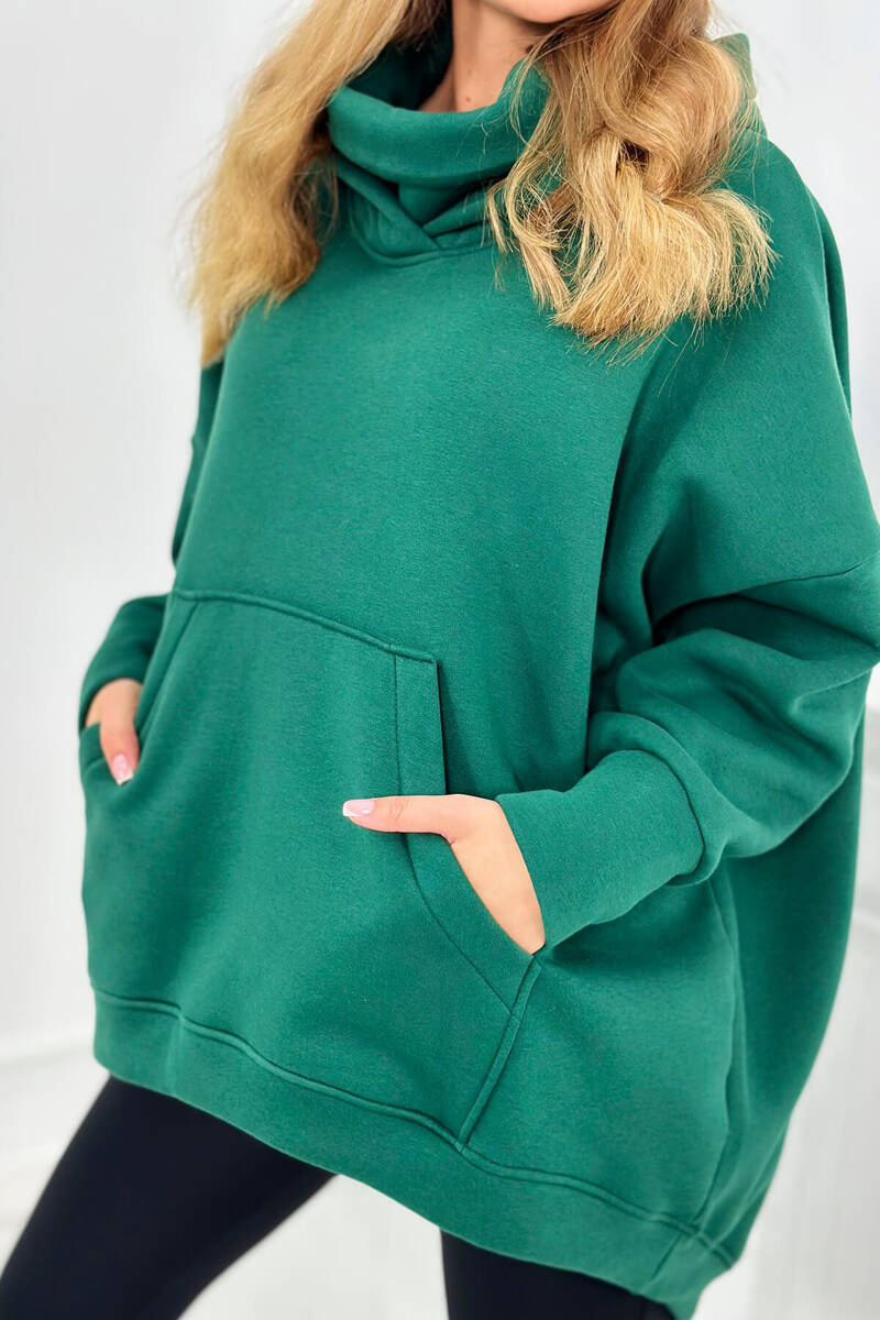 Oversize insulated sweatshirt dark green. Bluzy. Hurtownia-Kesi