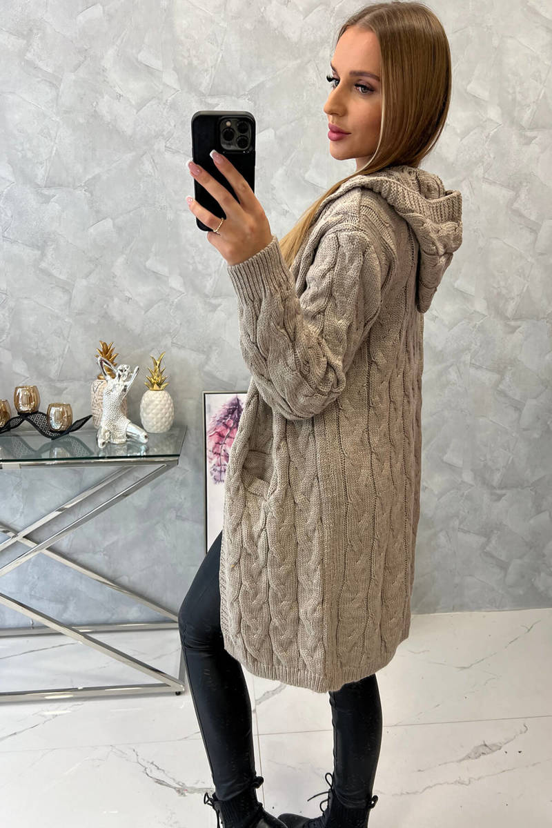 Sweater with hood and pockets dark beige. Swetry. Hurtownia-Kesi | Women's  Clothing Wholesaler