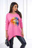 Blouse oversize with rainbow lips print light pink
