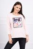 Blouse with cat graphics 3D powdered pinjk