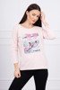 Blouse with graphics 3D with zircons powdered pink