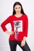 Blouse with graphics and colorful bow 3D red