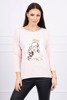 Blouse with graphics of the girl in glasses 3D powdered pink