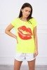 Blouse with lips print yellow neon+red