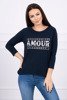 Blouse with printed Amour navy blue S/M - L/XL