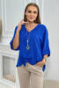 Blouse with viscose tied at the bottom mauve blue
