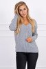 Braided sweater with V-neck gray