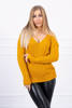 Braided sweater with V-neck mustard