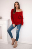 Braided sweater with V-neck red