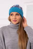 Cap with a pompom Abigail K326 turquoise+navy blue+white