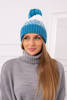 Cap with a pompom Abigail K326 turquoise+white