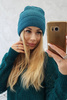 Cap with mohair K223 mauve-blue