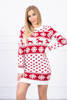 Christmas sweater dress with hearts ecru