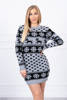 Christmas sweater dress with hearts gray