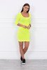 Dress fitted with a round neckline, 3/4 sleeve yellow neon