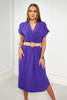 Dress with a decorative belt dark purple