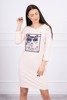 Dress with cat graphics 3D powdered pink