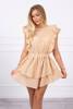 Embroidered dress with flounces beige
