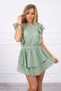 Embroidered dress with flounces dark mint