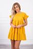 Embroidered flared dress mustard