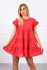 Embroidered flared dress red
