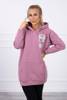 Hooded sweatshirt with patches dark pink