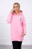 Hooded sweatshirt with patches light pink