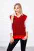 Houndstooth sweater without sleeves red