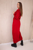 Long cardigan sweater tied at the waist red