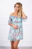 Off-the-shoulder dress with a flower pattern mint