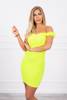 Off-the-shoulder dress with frills yellow neon