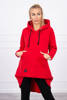 Padded sweatshirt with long back and hood red