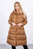 Quilted winter jacket with a hood camel
