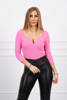 Ribbed blouse with a neckline light pink