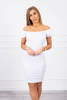 Ribbed dress with frills white
