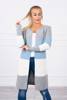 Sweater Cardigan in the straps gray+azure