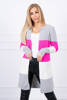 Sweater Cardigan in the straps gray+pink neon