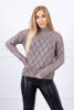 Sweater high neck  with diamond pattern cappuccino