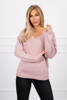 Sweater with V neckline dark powdered pink