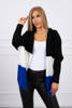 Three-color hooded sweater black+ecru+mauve-blue