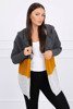 Three-color hooded sweater graphite+mustard+gray