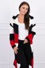 Three-color striped sweater ecru+black+red