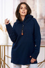 Tunic with a zipper on the hood Oversize navy blue