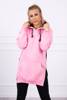 Two-color hooded dress powdered pink