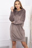 Velor dress with a hood mocca