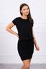 Viscose dress tied at the waist with short sleeves black
