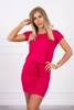 Viscose dress tied at the waist with short sleeves fuchsia