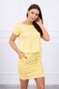 Viscose dress tied at the waist with short sleeves yellow