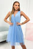 Viscose dress with decorative tulle blue